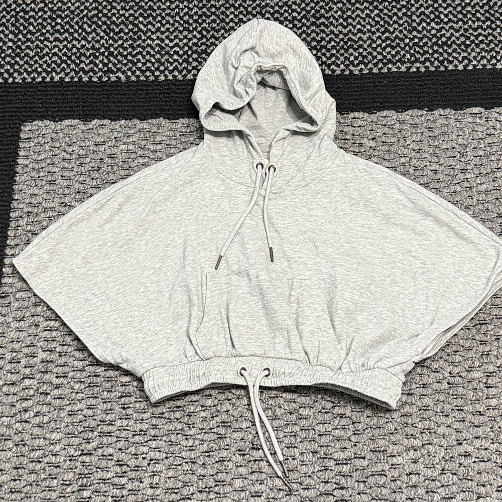 Triple Five Soul Cropped Hoodie Womens Large Gray Drawstring Hem Streetwear Y2K